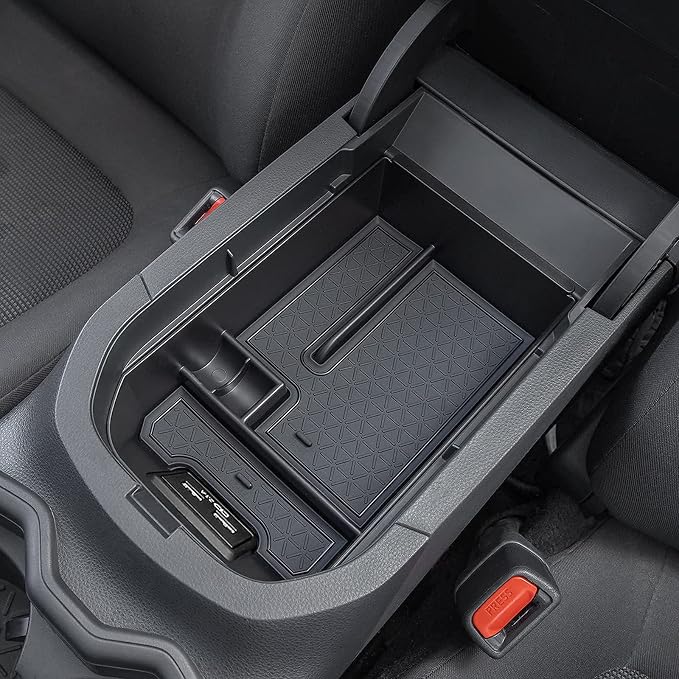 JDMCAR Custom Liners (Blue Trim) and Center Console Organizer Compatible with 2022 2021 2020 2019 RAV4 Accessories