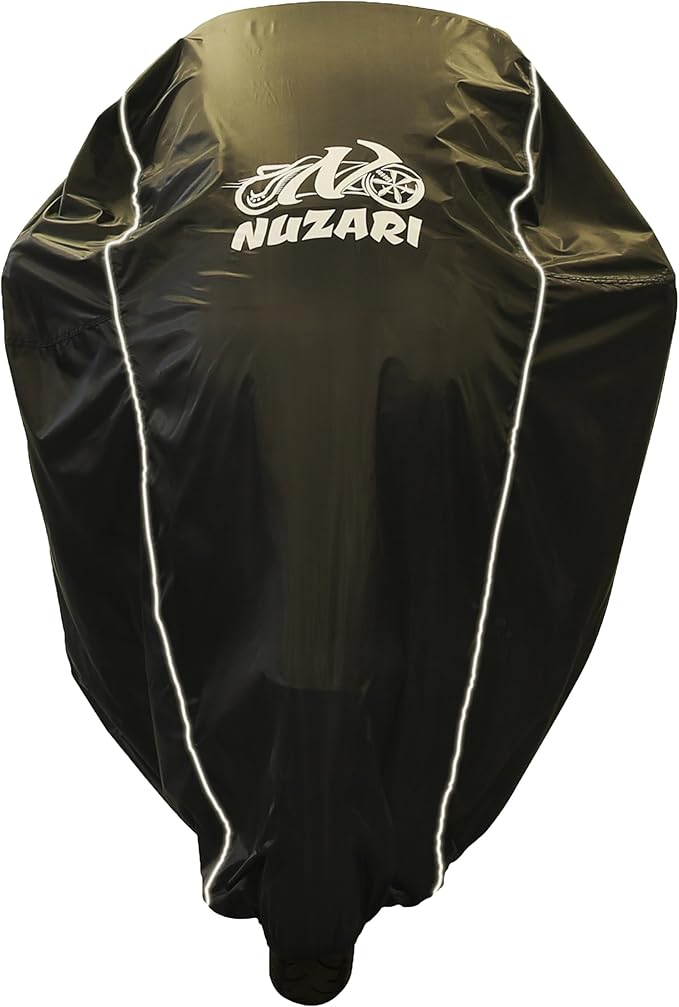 Nuzari Premium Motorcycle Cover - Outdoor Bike Storage Motorcycle Covers - Motorcycle Cover Waterproof Outdoor - Dirt Bike Cover (Black, Extra Large)