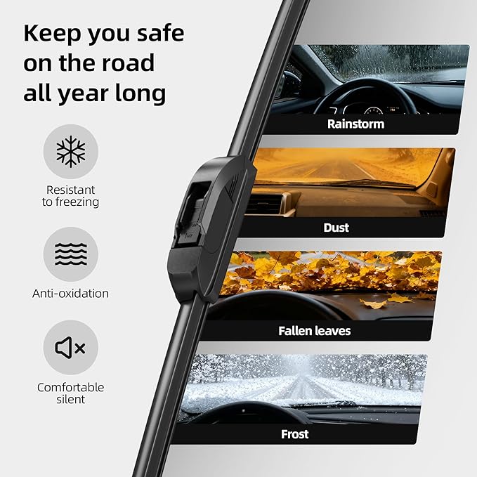 Raidbee® 16"+16" Silicone Windshield Wiper blades Replacement for JEEP Wrangler 2018-2023 Gladiator 2020-2023 Mercedes-Benz G55 AMG 2003-2011 +More All-Season Silicone Wiper Blades