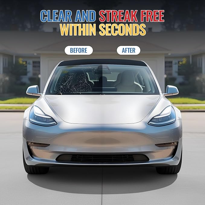 Glass Cleaner & Rain Repellent – Premium Ceramic 2-in-1 Formula Cleans & Protects – Streak-Free Shine for Windshields, Windows, & Mirrors – Made in USA – 16oz