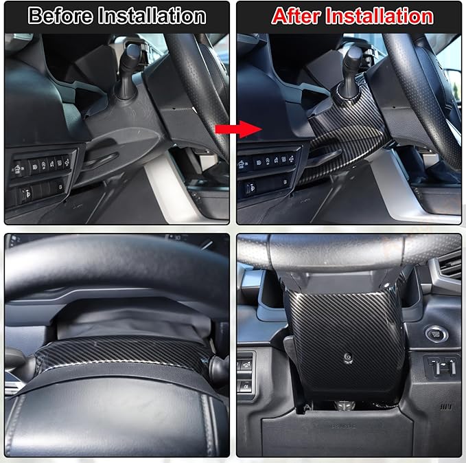Car Steering Wheel Column Shroud Trim Cover Fit Toyot@a Tundra 2022 2023 2024 Center Console Steering Wheel Base Upper Lower Panel Decorative Cover Protect Sticker Interior Accessories(Manual Version)