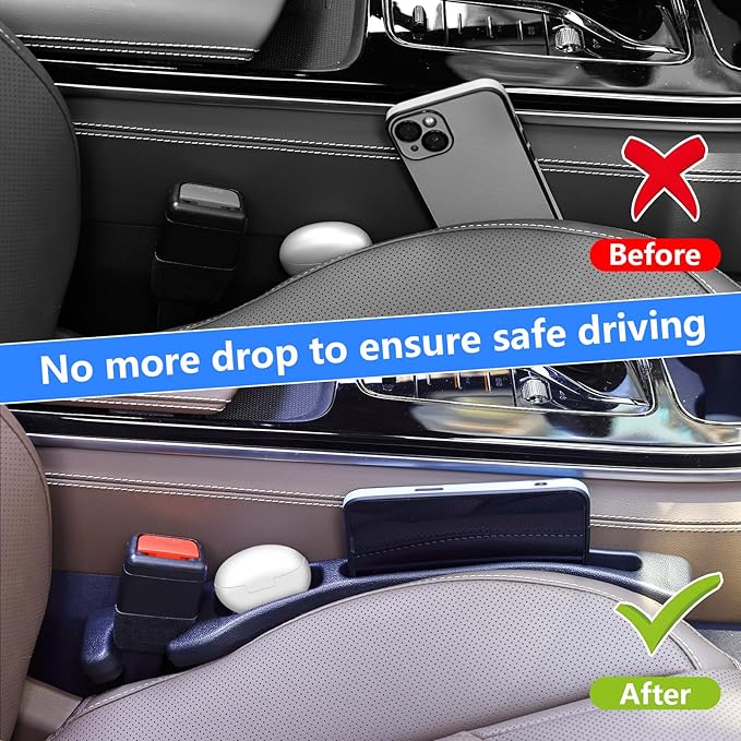 【Compatible with Honda Civic】Seat Gap Filler,No Drop Seat Guard Compatible with Honda Civic,Car Seat Side Gap Filler Organizer,Drop Seat Guards for Cars(2Pcs),Emergency Keychain Car Escape Tool(2Pcs)