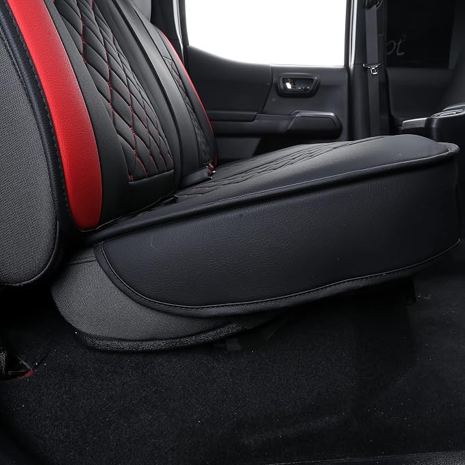 Tomatoman Tacoma Seat Covers Customized for 2005-2025 2026 Sport Extended Access Cab Pickup Truck, Waterproof Faux Leather Car Cushions(Rear Seat, Black-Red)