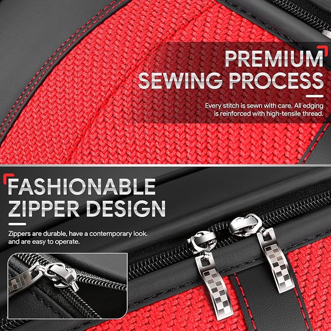 Drive Series Front Row Set Seat Covers Universal for Cars Trucks SUV, Red, CA-SC-Drive-F-RD