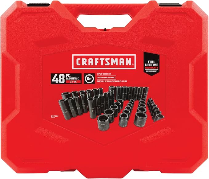 CRAFTSMAN Deep Impact Socket Set, SAE, 1/2-Inch, 48-Piece (CMMT16548)