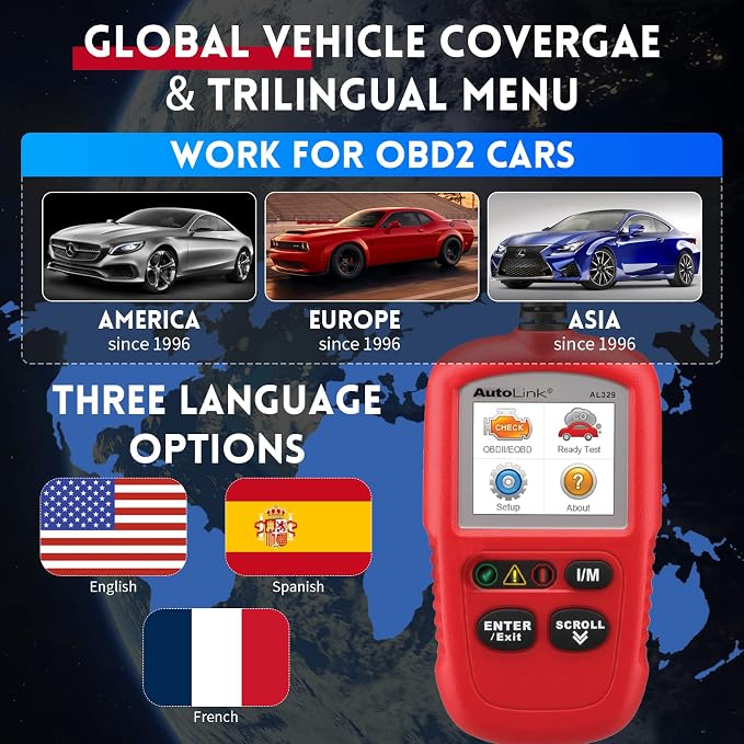 Autel AutoLink AL329 OBD2 Scanner, Upgrade of AL319 & MS309 Code Reader, OBDII Reader with Auto VIN, Live Data, DTC Lookup, Emission Monitor Test, I/M Readiness Smog Check CAN Diagnostic Scan Tool