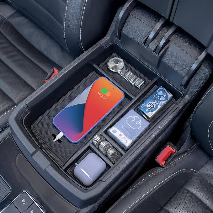 TOPINSTALL New Center Console Tray Compatible with 2018-2023 VW Atlas/Atlas Cross Sport, Armrest Organizer Storage Insert Interior Accessories, Won't Affect The Closing of The Lid (Doesn't Fit 2024)