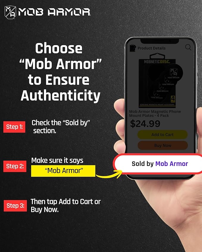 Mob Armor Magnetic Phone Mount Plates - Strong Adhesive Steel Discs for MobNetic Maxx & Mob Magnetic Car Mounts, Compatible with Phone Magnet Plates, Vehicle Accessory - Black (6 Pack)