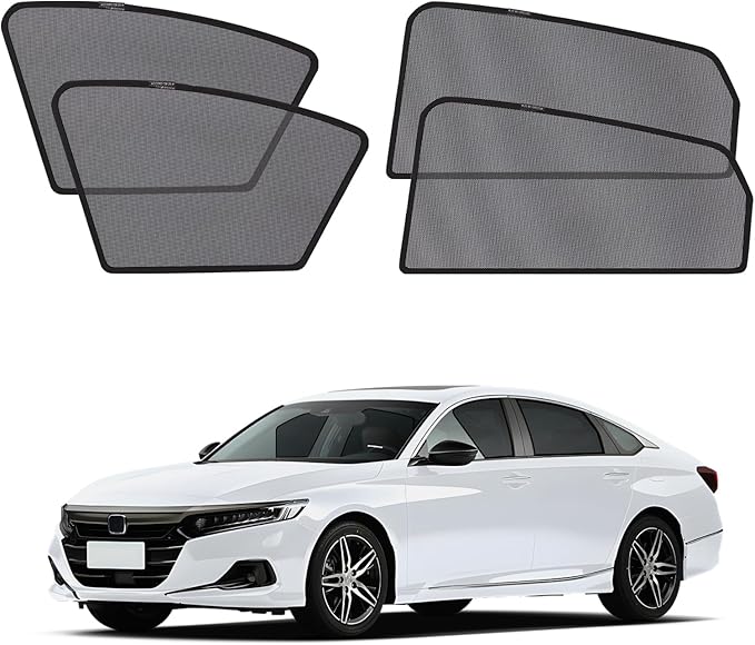 XCBYT Car Window Shades for 2018-2022 Accord Sun Shade for Car Baby Side Window with Breathable Mesh Blocking 99% UV Glare and Privacy Protection Safe Driving for Napping Camping Dressing (4 PCS)