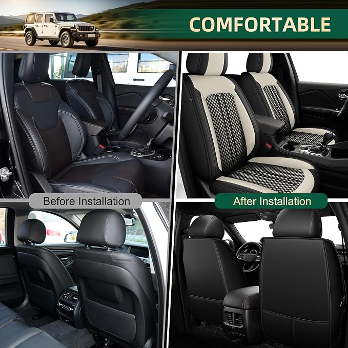 Leather Seat Covers Fit for Dodge Challenger 2008-2025 Front Seats Black Ice Silk Seat Covers (Front Seat Black&White)