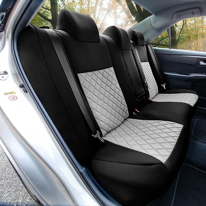 FH Group Custom Fit Seat Covers Specifically Made for 2012-2017 Toyota Camry LE | SE | XSE | XLE - Ultraflex Neoprene Waterproof Car Seat Cover, Rear Set Gray