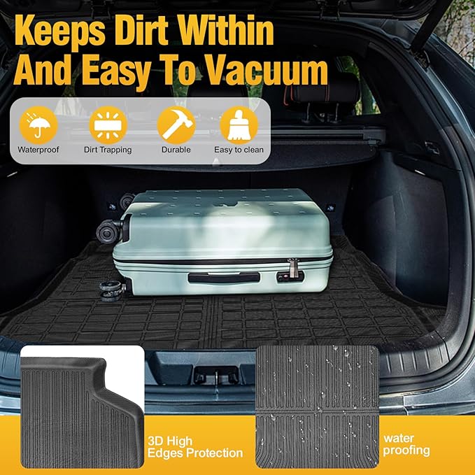 Trunk Liner Cargo Liners for 2024-2025 Subaru Crosstrek and Subaru Impreza Rear Trunk Floor Mats 3D Boot Tray All-Weather TPE Black