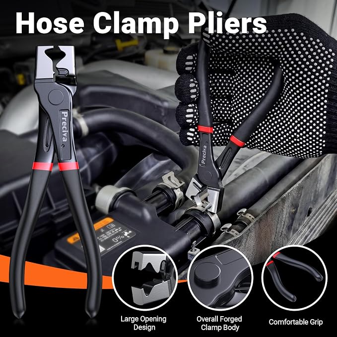 Preciva 9-in-1 Automotive Electrical Connector Tool Kit,Terminal Release Pliers Set with Wire Cutter, Hose Clamp Pliers, 8-Piece Separator Picks, Gloves & Storage Bag for Car, Truck, SUV, Jeep