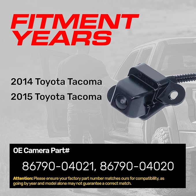 Master Tailgaters Replacement for Toyota Tacoma (2014-2015) Backup Camera OE Part # 86790-04020, 86790-04021