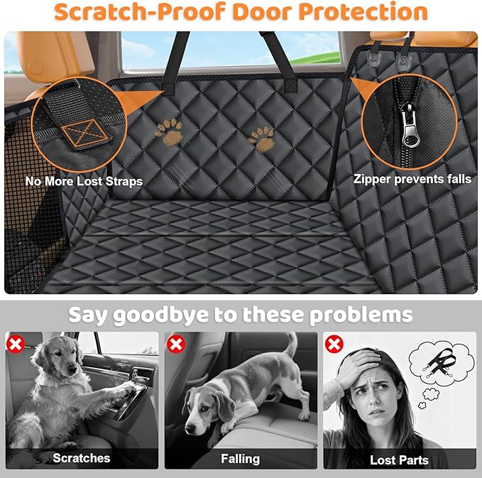 URPOWER Hard Bottom Dog Car Seat Cover for Pets 100% Waterproof Seat Cover Hammock 600D Heavy Duty Scratch Proof Nonslip Durable Soft Back Seat Covers for Cars Trucks and SUVs