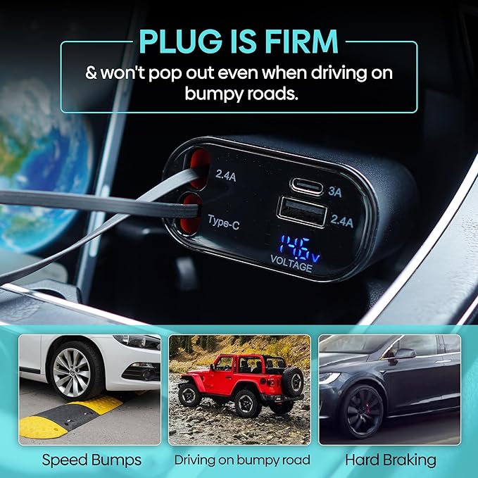 Retractable Car Charger | 4 in 1 Fast Car Phone Charger 120W | Retractable Cables and USB Car Charger | Compatible with iPhone 15/14/13/12/11, Galaxy, Pixel | Car Accessories | iPhone Car Charger