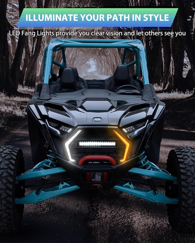 Fang Accent Lights for 2025 2026 Polaris RZR PRO XP/R/S Accessories, LED IP67 Turn Signal Lights Front Grill Lamps Street Legal Kit for 2025+ RZR PRO (2PCS, Replace #2417278, #2417279)