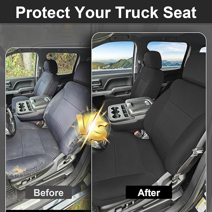 SAPUBK Front Seat Covers Sets Replace for 2014-2018 Chevy Silverado/GMC Sierra 1500, Premium Neoprene with Composite Soft Foam Lining Breathable Seat Cover Cushion