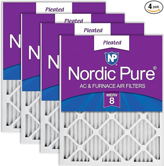 Nordic Pure 14x20x1 (Actual Size: 13 1/2 x 19 1/2 x 3/4) Pleated MERV 8 Air Filters 4 Pack