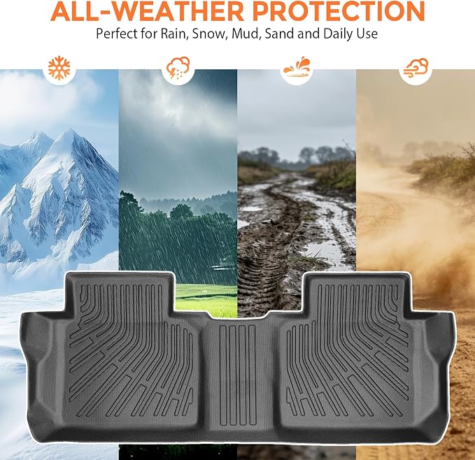 Floor Mats for GMC Acadia 6 Passenger (Not for 7 Seat) 2017-2023, Heavy Duty TPE All Weather Protection, Waterproof Non-Slip Black Car Liners (Three-Row Floor Mats & Cargo Liner & Seatback Mat)