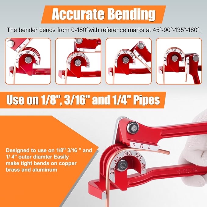 3/16" Brake Line Repair Kit, Double & Single Brake Line Flaring Tool Kit + 2 Set 25ft 3/16 Inch Brake Line with 100 Pcs Fittings(8 Unions Included) + Brake Line Bender