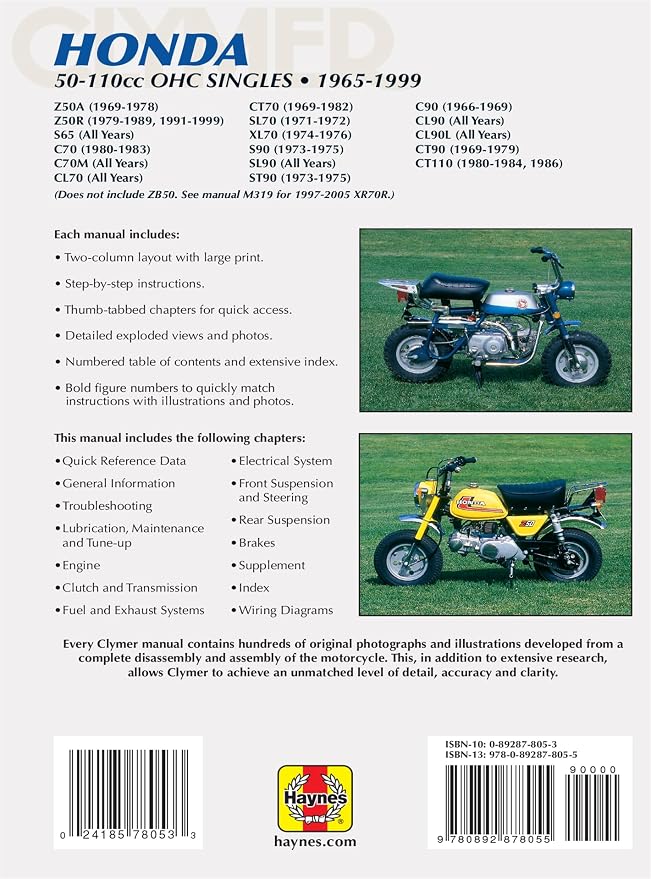 Clymer Honda 50-110cc OHC Singles, 1965-1999: Service, Repair, Maintenance (Clymer Motorcycle)