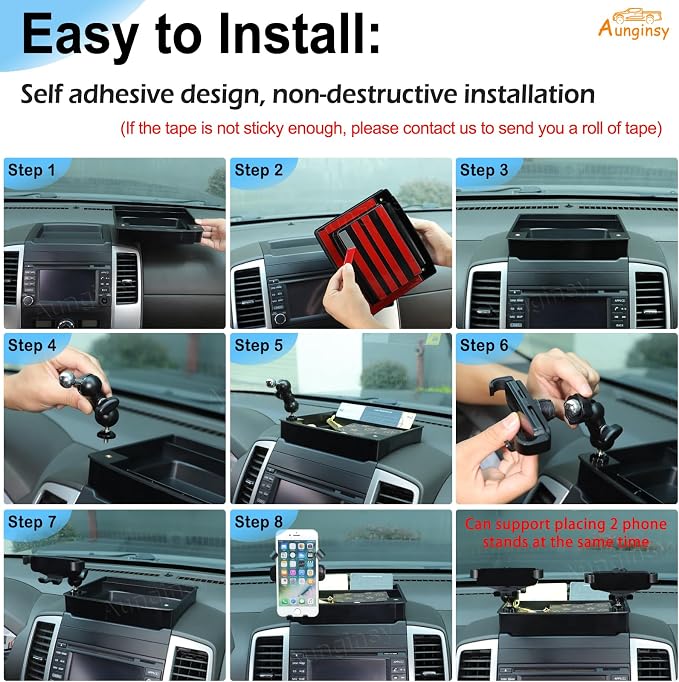 Aunginsy Center Console Dash Storage Tray With Phone Holder Compatible with Nissan Frontier 2009-2017, Dashboard Multi-Functional Mobile Phone Mount Storage Box, Dash Organizer Tray Insert Accessories