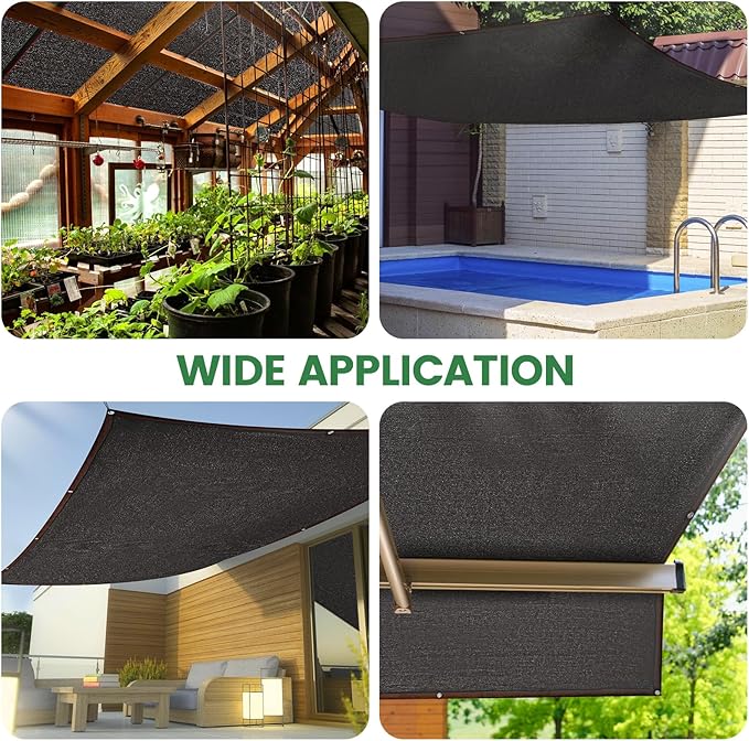 70% Shade Cloth, 6.5FTx6.5FT HDPE Mesh Tarp with Reinforced Grommets, Outdoor Sun Shade Net for Greenhouse, Plants, Garden, Pergola, Patio, Chicken Coop(6.5FT*6.5FT)