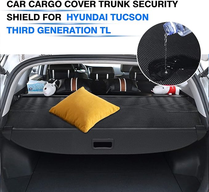 Powerty owerty Retractable Cargo Cover for 2016-2021 Hyundai Tucson, Canvas Texture Trunk Cover Privacy Screen Rear Security Shade for Tucson Accessories (with Extented Cover)