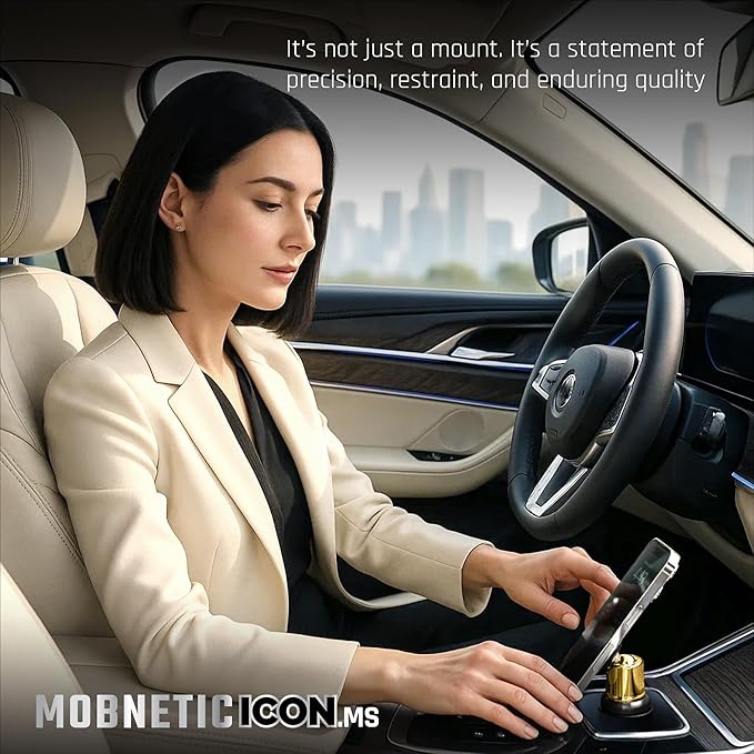 Mob Armor MobNetic Icon.MS MagSafe Compatible Phone Mount, Magnetic Phone Holder for Car w/ 90lb Pull Force, 90º Tilt & 360º Rotation, Aluminum Build, Compatibility for iPhone & Android (Chrome)