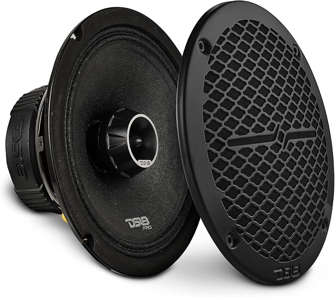 DS18 PRO-ZT Pro Audio Coaxial Midrange Speakers with Built-in Bullet Tweeter, 4-Ohms, Water Resistant - Black Metal Mesh Grill Included (1 Speaker) (8" inches)