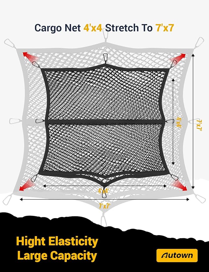 AUTOWN 2 Pack Truck Bed Cargo Net, Heavy Duty & Fine Mesh Bundle
