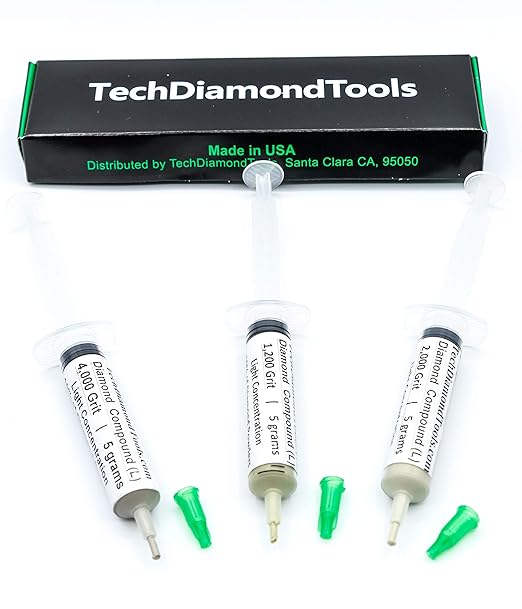 TechDiamondTools Kit of 3 Diamond Polishing Compound Polishing Paste USA Made 1200 2000 4000 Grit for Marble Glass Metal Rock Jewelry Resin Silver Gemstone with 10% of Diamond Powder