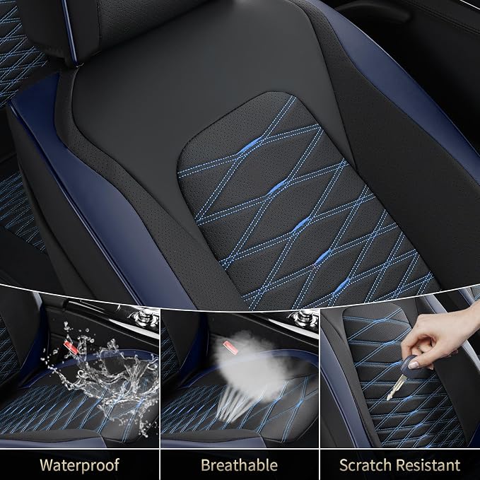 FLORICH Car Seat Covers Front Seat, Leather Seat Covers for Cars, Waterproof Car Seat Protector Breathable, Front Seat Covers for Cars, Automotive Seat Covers Universal Fit for Most Cars SUV Truck