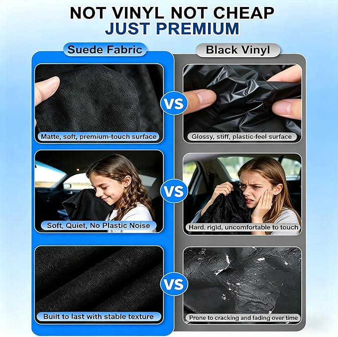 ZATOOTO Suede Car Window Shades 4PCS - Car Window Covers for Ultimate Privacy, UV Protection, and Heat Insulation, Side Window Sun Shade Perfect for Camping, Travel, Baby Safety, and Daily Use