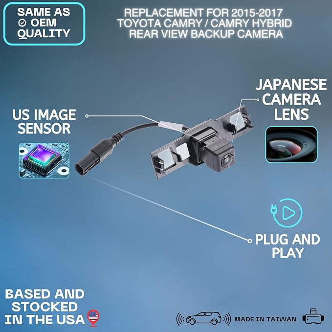 Backup Camera Compatible with 2015-2017 Toyota Camry/Camry Hybrid OE Part # 86790-06150, 86790-06040