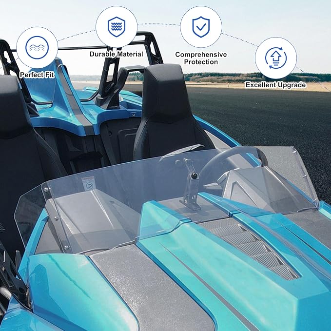 Front Windshield for Polaris Slingshot, Durable PC Dustproof Scratch Resistant Clear Windscreen Deflector for Polaris Slingshot S R SL SLR LE GT 2015-2025 Accessories, Replace #2882154