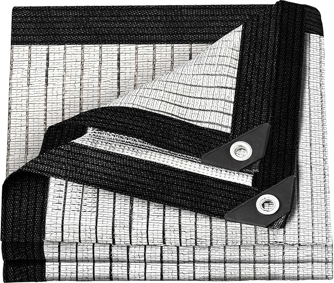 Shade Cloth-Thickened and Encrypted 80% Aluminum Shade Cloth for Greenhouse Balcony Garden,Outdoor Pergola,Lawn,Cars.Easy Hanging with Edges and Holes,Silver Heat Reflective Tarp