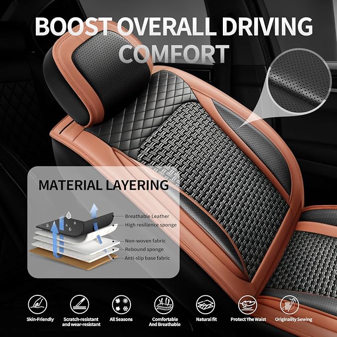 Fit Explorer Ice Silk Cooling Car Seat Covers for Ford Explorer 2004-2025 2026, Breathable Seat Protector, Anti-Slip & Scratch-Resistant，Sweatproof Auto Cushion Covers（5 Seats, Brown）