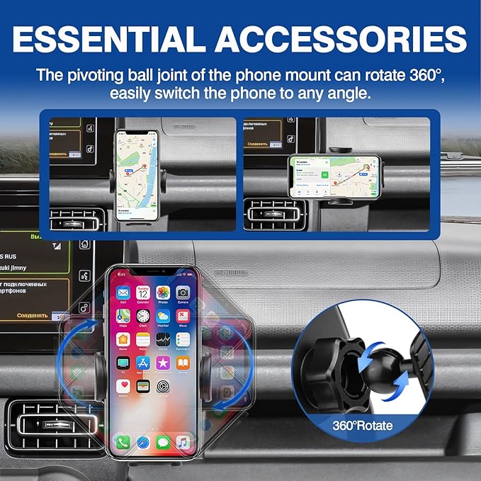 Autorder Car Phone Holder for 2019-2025 Suzuki jimny Accessories Phone Mount Cell Phone Car Mount Automobile Phone Stabilizer 360 Degree Rotation