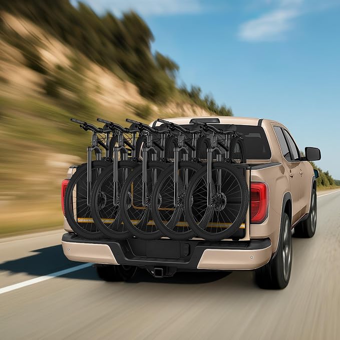 Marscamd Thick Tailgate Bike Pad for Mid-Size Pickup Trucks, 51" Wide Pad (Fits 51"- 55" Tailgate Width), Holds Up to 5 Bikes, Tailgate Protector Cover with Storage Pocket - Black