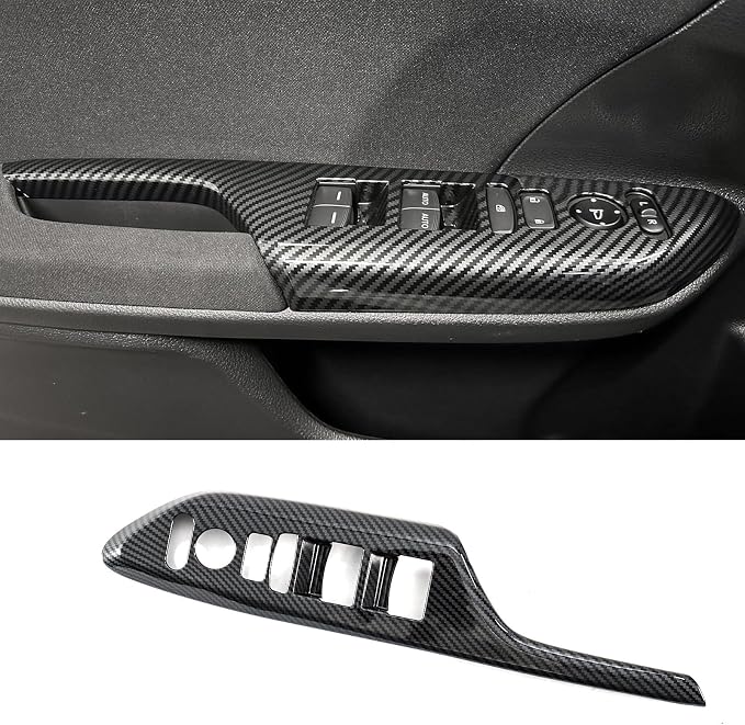 Carbon Fiber Window Lift Switch Panel Cover & Interior Door Handle Armrest Cover Compatible with Honda Civic 10th Gen 2016-2021