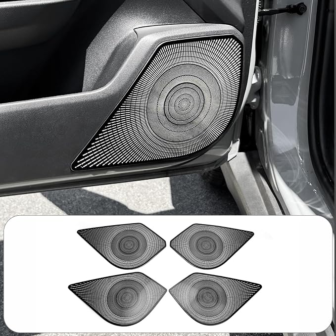 4PCS Stainless Steel Front & Rear Door Speaker Covers Trim Compatible with Kia K4 2025-2026 Accessories (Black)