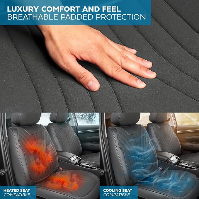 MotorBox Haven Series Suede Edition Seat Covers for Cars, Front Seat Covers, Two-Tone Suede Style and PU Leather Gray Car Seat Covers for Cars Trucks SUVs, Front Seats Only