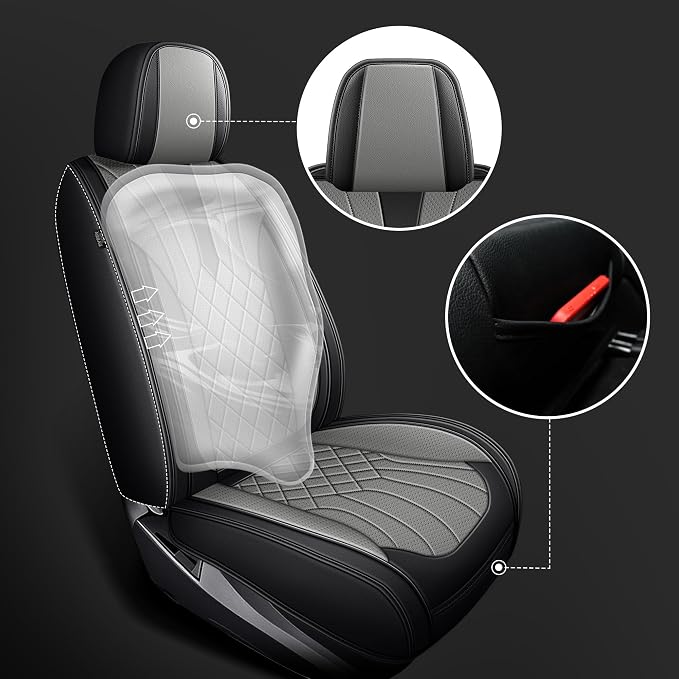 AOMSAZTO Seat Covers Fit for Chevy Silverado GMC Sierra 1500 2500HD 3500HD 2019-2024 Crew Double Extended Cab Full Set Truck Pickup Car Seat Covers (Black & Grey,5 Seats)