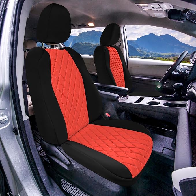 FH Group Custom Fit Car Seat Covers Specifically Made for Toyota Sienna 2021-2024, Red Ultraflex Neoprene Front Set Automotive Seat Covers, 7-8 Seater SUV Seat Covers, Toyota Accessories
