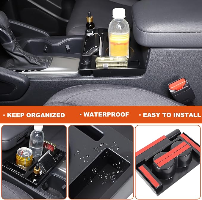 Center Console Armrest Storage Box Compatible with Nisan Frontier 2022-2025, ABS Front Cup Holder Organizer Tray Armrest Storage Accessories