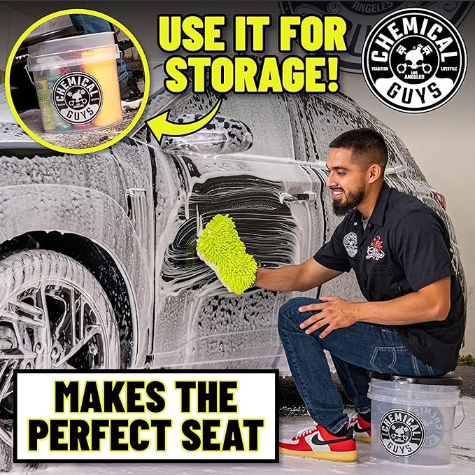 Chemical Guys CWS_101_64BK Car Wash Detailing Bucket, Mitt & Accessories Bundle (6 Items) Featuring Maxi-Suds II Foaming Car Wash Soap 64 oz (.5 Gal) Cherry Scent - Works on Cars, Trucks, SUVs, & More