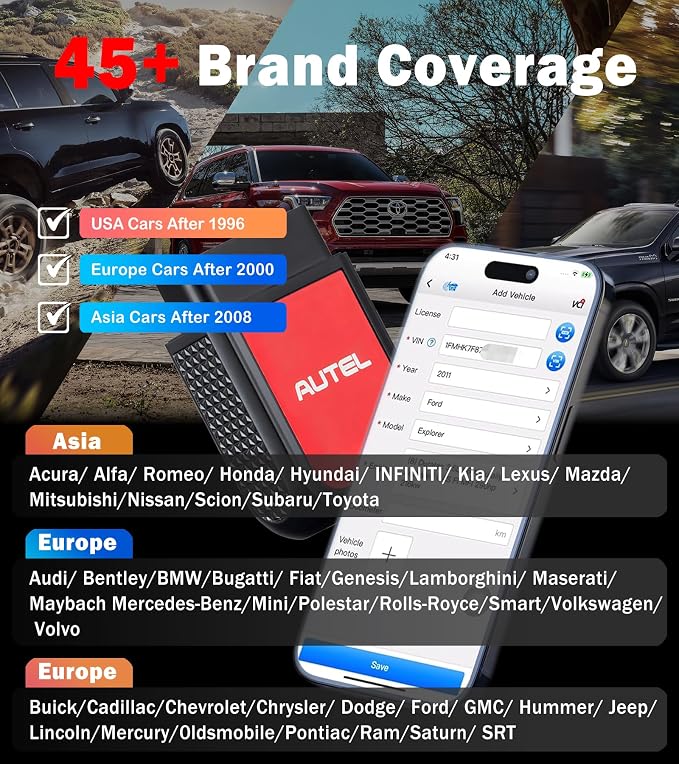 Autel OBD2 Scanner Autel MaxiAP AP2500 Bluetooth Code Reader Oil Reset TPMS BMS Reset All-System Code Read/Clear 45+ Car Brands Work with Android/iOS Upgrade AL329 AP200 AP200H