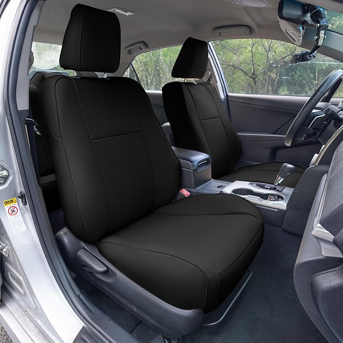 FH Group Custom Fit Seat Covers Specifically Made for 2012-2017 Toyota Camry LE | SE | XSE | XLE - Faux Leather, Waterproof Car Seat Cover, Front Set Black
